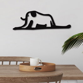 Wallity Elephant 14 Escultura de Pared de Metal Negra